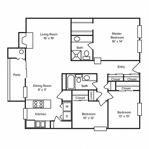 C2B Floor Plan at Dunwoody Pointe Apartments in Sandy Springs, Georgia, GA